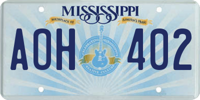MS license plate AOH402