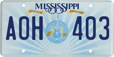 MS license plate AOH403