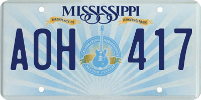 MS license plate AOH417