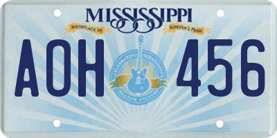 MS license plate AOH456
