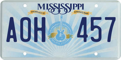 MS license plate AOH457