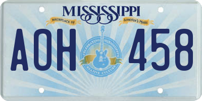 MS license plate AOH458