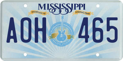 MS license plate AOH465