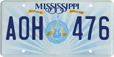 MS license plate AOH476