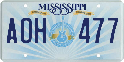 MS license plate AOH477