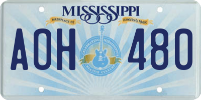 MS license plate AOH480