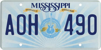 MS license plate AOH490