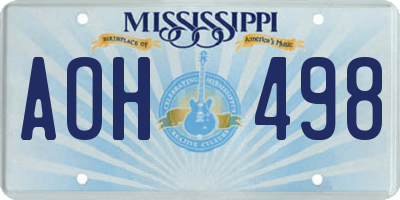 MS license plate AOH498