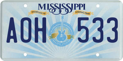 MS license plate AOH533