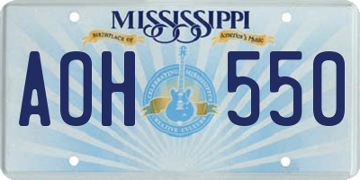 MS license plate AOH550