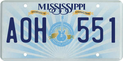 MS license plate AOH551