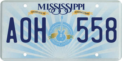 MS license plate AOH558