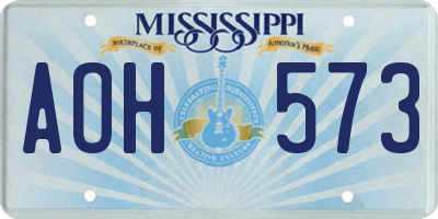 MS license plate AOH573