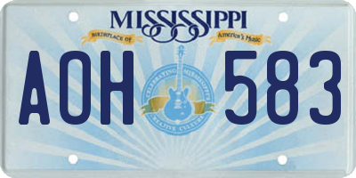 MS license plate AOH583