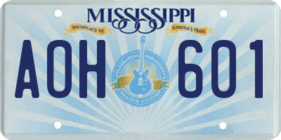 MS license plate AOH601