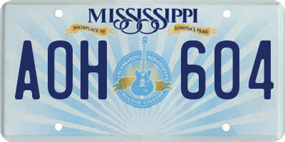 MS license plate AOH604