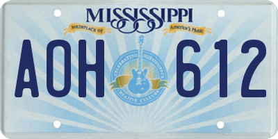MS license plate AOH612