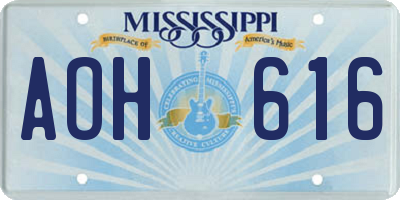 MS license plate AOH616