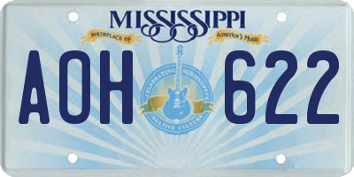 MS license plate AOH622