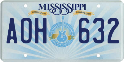 MS license plate AOH632