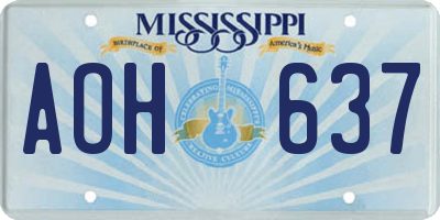 MS license plate AOH637