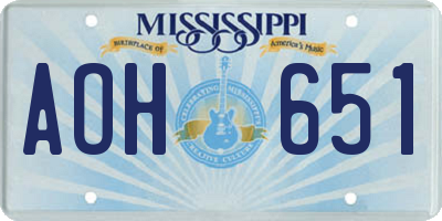 MS license plate AOH651