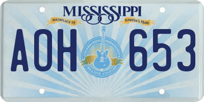 MS license plate AOH653