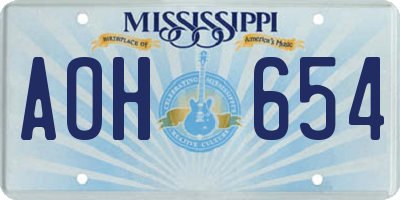 MS license plate AOH654