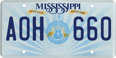 MS license plate AOH660