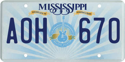 MS license plate AOH670