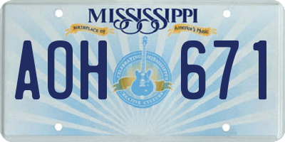 MS license plate AOH671