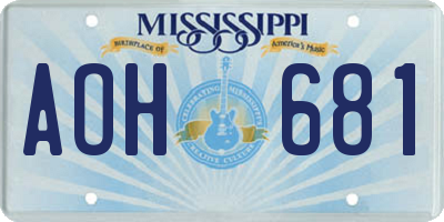 MS license plate AOH681
