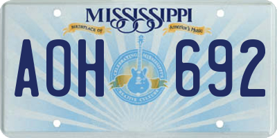 MS license plate AOH692