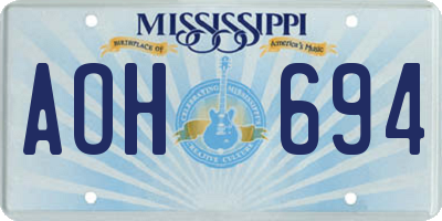 MS license plate AOH694