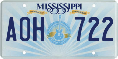 MS license plate AOH722
