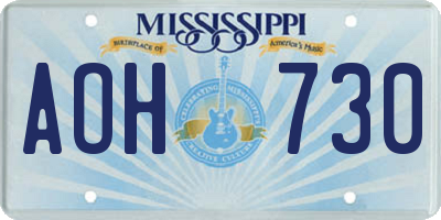MS license plate AOH730