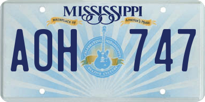 MS license plate AOH747