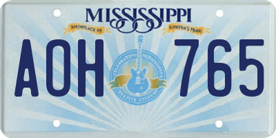 MS license plate AOH765