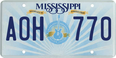 MS license plate AOH770