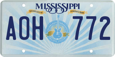 MS license plate AOH772