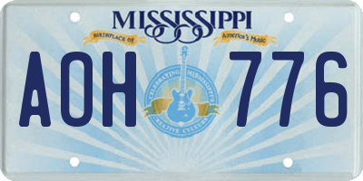 MS license plate AOH776