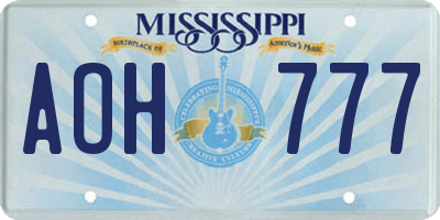 MS license plate AOH777