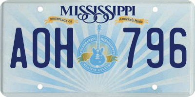 MS license plate AOH796