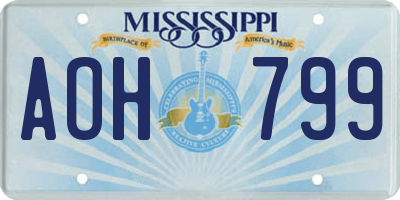 MS license plate AOH799