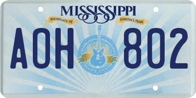 MS license plate AOH802