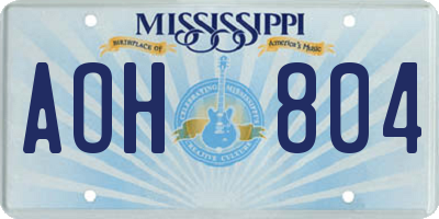 MS license plate AOH804