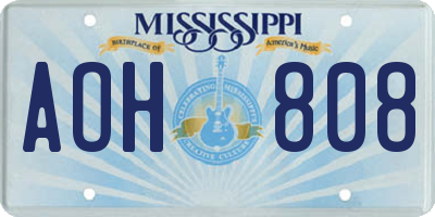 MS license plate AOH808