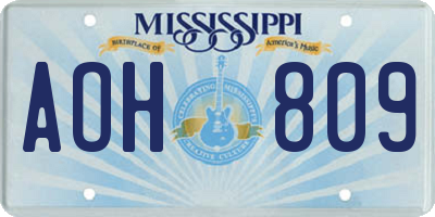 MS license plate AOH809