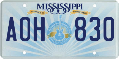 MS license plate AOH830