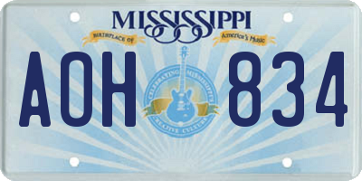 MS license plate AOH834